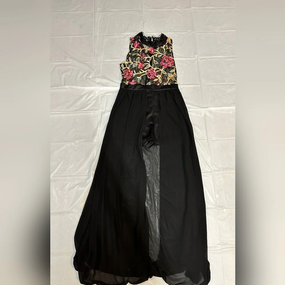 Floral MULTI PRINT TOP SHEER ROMPER DRESS - Picture 5 of 8